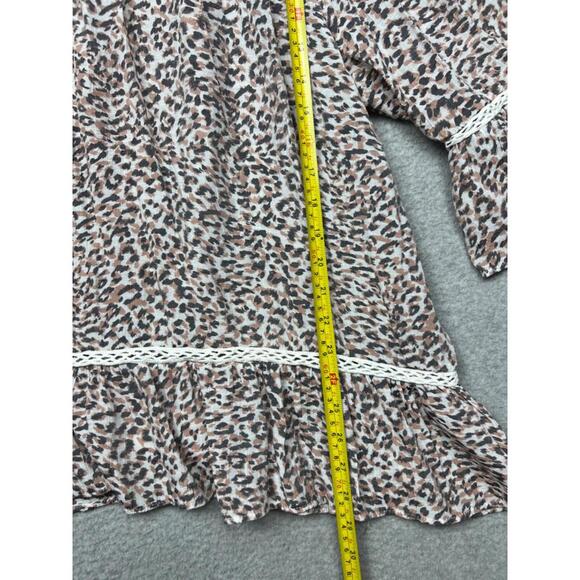 Zac & Rachel Cheetah Blouse Womens Plus 2X Animal Print Casual Boho Flare Sleeve - Picture 7 of 10